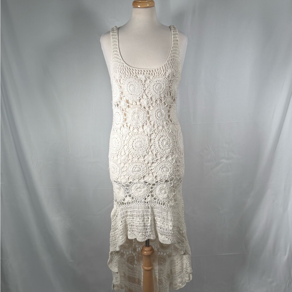 Elegant Cream Crochet Dress